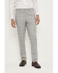 Burton - Slim Fit Light Grey Overcheck Suit Trousers - Lyst