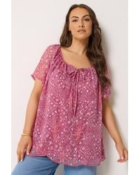 Yours - Geometric Ikat Print Pintuck Blouse - Lyst