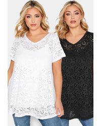 Yours - 2 Pack Broderie Swing T-shirt - Lyst