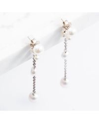 T.H.Baker - Sterling Pearl Dropper Earrings 918 - Lyst