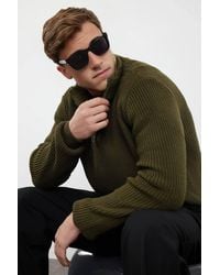 WOVCOR - Regular Fit Half Zip Funnel Neck Sweater - Lyst