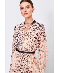 Karen Millen - Leopard Print And Pu Trim Dress - Lyst