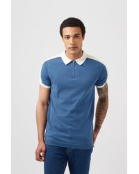 Burton - Blue Relaxed Fit Overarm Stripe Zip Neck Polo - Lyst