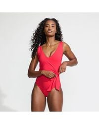 Lands' End - Side Tie Wrap Swimsuit, High Leg - Lyst