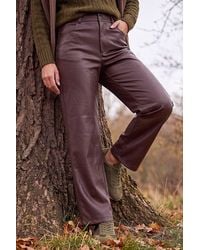 Roman - Faux Leather Straight Leg Jean - Lyst