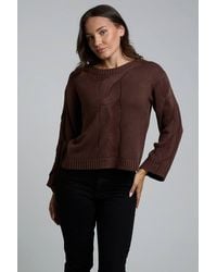 Influence - Cable Knit Crew Neck Long Sleeve Knitted Jumper - Lyst