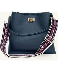 Apatchy London - Navy Leather Tote Bag With Navy Boho Strap - Lyst