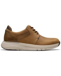 Clarks - Motion Trek Pt Dark Tan Leather Trainers, Lace Up, Walking - Lyst