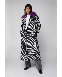 Nasty Gal - Zebra Print Wool Blend Tailored Coat - Lyst