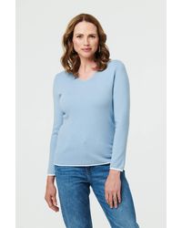 Izabel London - Contrast Trim V-Neck Knit Top - Lyst