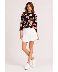 Cutie London - Floral Print Boat Neck Long Sleeve Top - Lyst