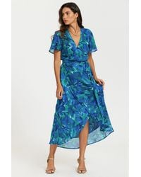 FS Collection - Abstract Floral Print Wrap Maxi Dress - Lyst