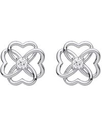 Jewelco London - 925 Cz Love Heart Flower Knot 4 Leaf Clover Stud Earrings - Lyst