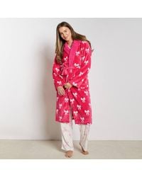 OHS - Bows Dressing Gown Flannel Fleece Loungewear Hooded Bathrobe - Lyst