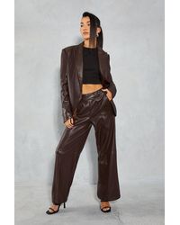 MissPap - Leather Look Cross Front Waist Detail Trouser - Lyst