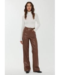 Hiccup - High Waist Faux Leather Straight Leg Pants - Lyst