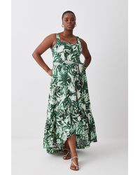 Karen Millen - Plus Size Tropical Belted Strappy Cotton Woven Maxi Dress - Lyst