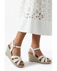 Wallis - Danica Cross Strap High Espadrille Faux Leather Wedge Sandals - Lyst