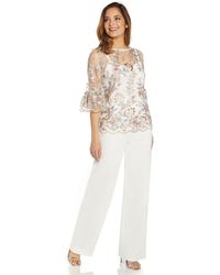 Adrianna Papell - Embroidered Mesh Top - Lyst