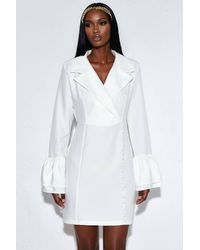 Msn-Collection - Fitted Mini Dress With V-Neck & Buttons - Lyst