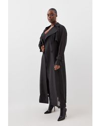 Karen Millen - Lydia Millen Plus Tailored Sheer Panelled Full Skirted Trench Coat - Lyst