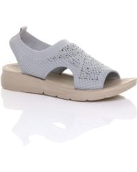 AJVANI - Low Wedge Heel Slingback Diamante Summer Holiday Comfort Sandals - Lyst