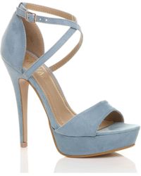 AJVANI - High Heel Crossed Straps Platform Sandals - Lyst