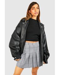 Boohoo - Woven Flannel Pleated Tennis Skirt - Lyst