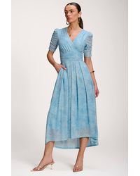 Jolie Moi - Printed Mesh Dip Hem Maxi Dress - Lyst