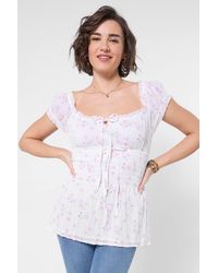 Joe Browns - Ditsy Floral Top With Keyhole Neckline & Shirred Waist - Lyst