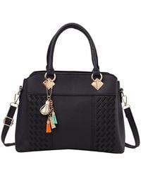 MODISHION - Minimalist Lychee Grain Handbag With Tassel Pendants - Lyst