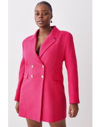 Karen Millen - Plus Size Boucle Double Breasted Long Sleeve Blazer Mini Dress - Lyst