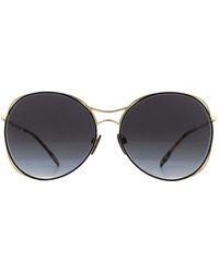 Burberry - Round Gold Black Grey Gradient Sunglasses - Lyst