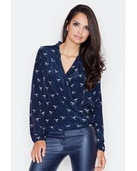 Love Lace - Airy Patterned Long Sleeve Blouse With Ribbed Hem Style 43836 - Lyst