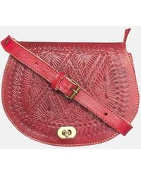 Berber Leather - 'The Temara' Embossed Leather Saddle Bag - Lyst