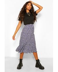 Boohoo - Tall Woven Ditsy Floral High Rise Midi Skirt - Lyst