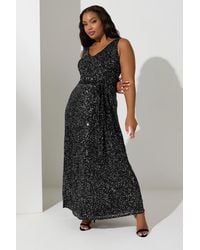 Yours - Sequin V-Neck Maxi Dress - Lyst