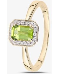 T.H.Baker - 9Ct Peridot 0.08Ct Diamond Cluster Ring - Lyst
