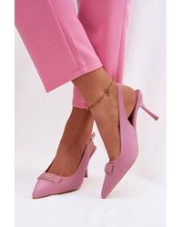 Love Lace - Elegant Textile Pointed Toe Stiletto Heels Sandals Buckle Strap - Lyst