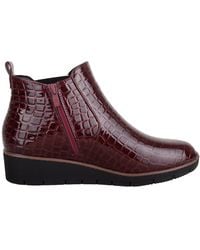 Absolute Footwear - Faux Patent Leather Wedge Ankle Chelsea Boots With Twin Gusset - Lyst