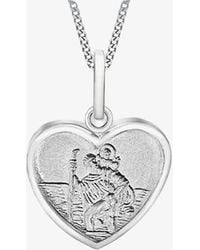 T.H.Baker - Sterling Heart St Chrstopher Pendant Necklace 8.64.2379 - Lyst