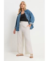Yours - Linen Pull On Wide Leg Trousers - Lyst