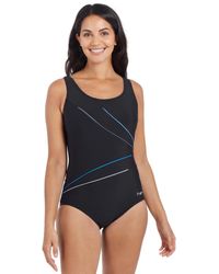 Zoggs - Macmasters Scoopback Swimsuit - Black/blue/grey - Lyst