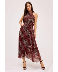 Style Cheat - Luisa Belted Pleated Heart Print Maxi Dress - Lyst