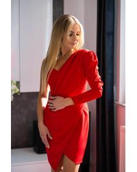 Love Lace - Pleated Long Sleeve Dress With Zip - Lyst