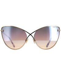 Tom Ford - Cat Eye Gold Brown Pink Yellow Gradient Steel Flash Ft0786 Leila Sunglasses - Lyst