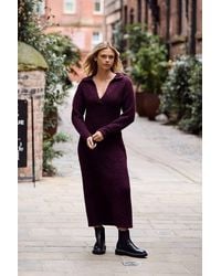 Native Youth - Knitted Polo-Style V-Neck Knitted Midi Dress - Lyst