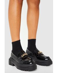 Boohoo - Chunky Sole Chain Trim Patent Loafers - Lyst