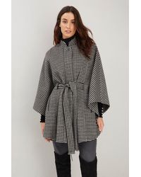 Wallis - Mini Dogtooth Check Belted Cape - Lyst