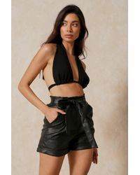 MissPap - Leather Look Paper Bag Shorts - Lyst